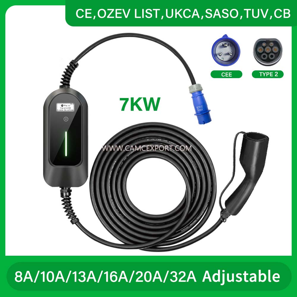 AC 7kw portable electric vehicle charger Carregador portátil de veículo elétrico AC 7kw