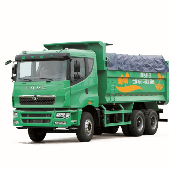 Caminhão basculante automático de três eixos para construção